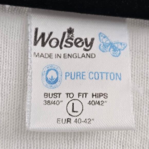 Wolsey Women’s White Knit Tank Top Sweater Lace L VTG Y2K Minimalist cottagecore - Picture 5 of 7